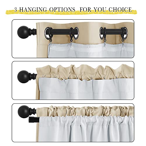 NICETOWN Blackout Curtain Liners for 84 inches Long Drapes, Blackout Curtain Liners for Window, Noise Reducing Light Blocking Liner (Set of 2, Each is 34" x 80", Hooks Included, Greyish White)