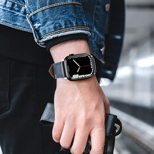SWEES Leather Band Compatible for Apple Watch 42mm 44mm 45mm, Genuine Leather Replacement Wristband Strap Compatible iWatch Series 7 6 5 4 3 2 1 SE Sports & Edition Men And Women, Cognac Brown