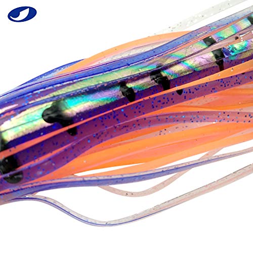 OCEAN CAT Trolling Lure Set of 6 6 inch Offshore Big Game Deep Sea Fishing Gear Mahi Trolling Lure for Marlin Tuna Mahi Dolphin Durado Wahoo Free Mesh Bag (6 in - Crystal Head - 6pcs)