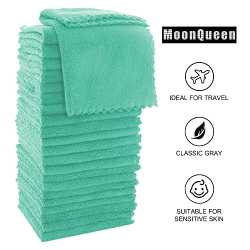 MOONQUEEN Ultra Soft Premium Washcloths Set - 12 x 12 inches - 24 Pack - Quick Drying - Highly Absorbent Coral Velvet Bathroom Wash Clothes - Use as Bath, Spa, Facial, Fingertip Towel (Purple)