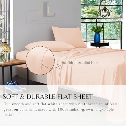 Lukeville Luxury Linen Twin XL Size Bed Sheets - Softest 100% Cotton 4PC Sheet Set,Sateen Bedding -500 Thread Count- Comfy,Breathable and Cooling Sheets,Deep Pockets Fits Upto 16" Deep Mattress- Blush