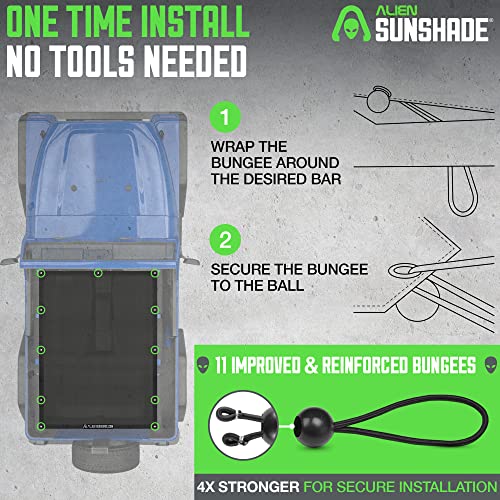 Alien Sunshade Jeep Wrangler TJ (1996-2006) – Front Mesh Sun Shade for Jeep TJ - Blocks UV, Wind, Noise - Bikini Top Cover for Jeep Wrangler TJ (Black)