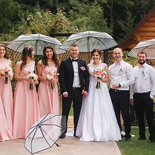 18 Pcs Clear Foldable Umbrellas Bulk Transparent Travel Umbrella Clear Umbrella Manual Open and Close Compact Folding Umbrella for Wedding Anniversary Christmas Party Favors (Black Trim)