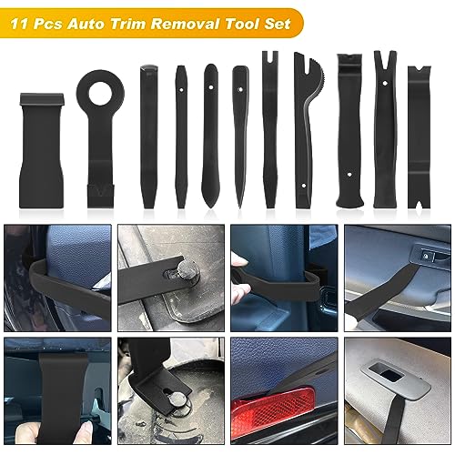 GOOACC 19Pcs Trim Removal Tool Set Panel Fastener Clips Removal Automotive Plastic Upholstery Pliers Removal Install Removal Car Tool with Storage Bag for Trim Panel Audio Clip Pliers Terminal-Black