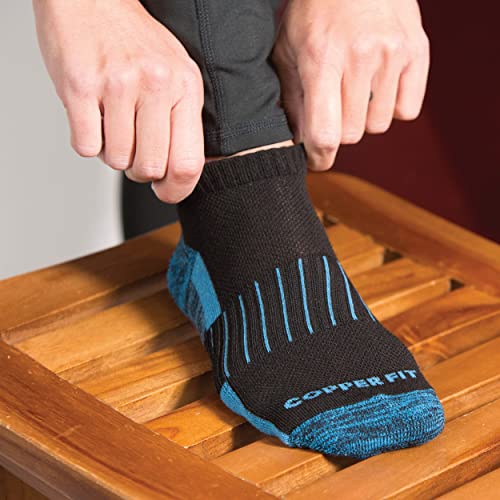 Copper Fit Unisex Adult Ankle Length Sport Socks, Black, Small-Medium US