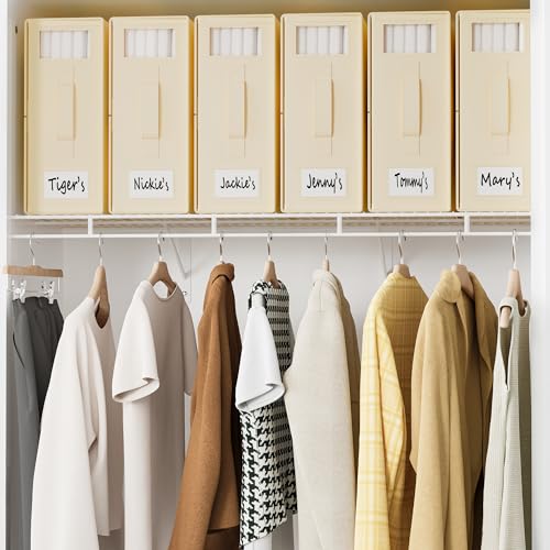 SheetCube Bed Sheet Organizers and Storage 6 Pack, Foldable Linen Closet Organizer with Window and Label, Bedding Folder Storage Box Container for Blanket, Duvet Cover Set, Bed Sheet Set - Beige