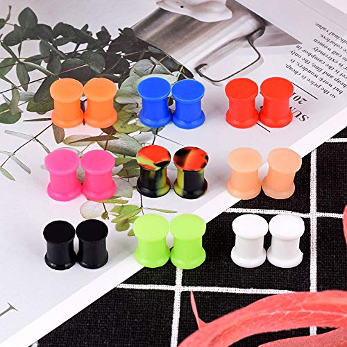 YOFANST 56pcs Colorful Silicone Ear Gauges Double Flared Ear Tunnels Set Stretchers Expander Ear Piercing Jewelry 16mm