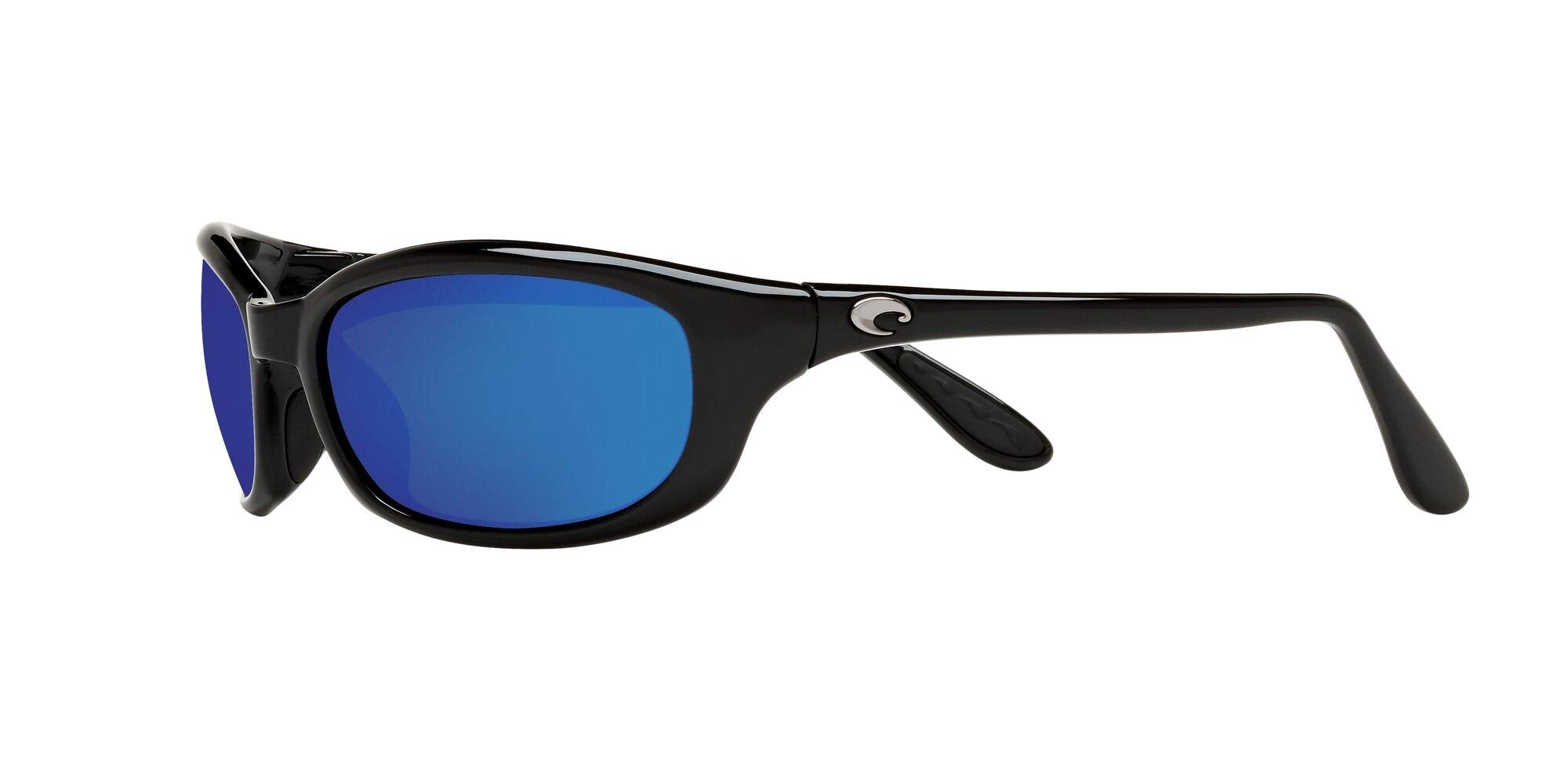 Costa Del Mar Mens Harpoon Oval Sunglasses, Shiny Black/Grey Blue Mirrored Polarized-580P, 62 mm