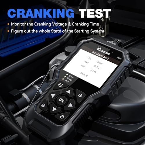 VDIAGTOOL BT300 Car Battery Tester 6V 12V, 5-3000 CCA Load Tester Starter Alternator Tester Automotive Charging Cranking System Tester for Motorcycle Car Truck SUV ATV Boat