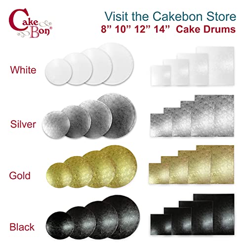 Cake Boards by Cakebon - Sturdy 1/2 Inch Thick Cake Drums - Professional Fully Wrapped Edges White 1-Pack - Cake Base Cake Boards 10 Inch Round