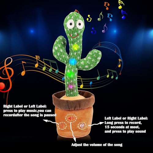 Emoin Dancing Cactus Talking Cactus Toy, Cactus Baby Toy Singing Children's Song+Box,Mimicking Cactus Recording &Repeating What You Say,Electronic Educational Toys for Children Playing