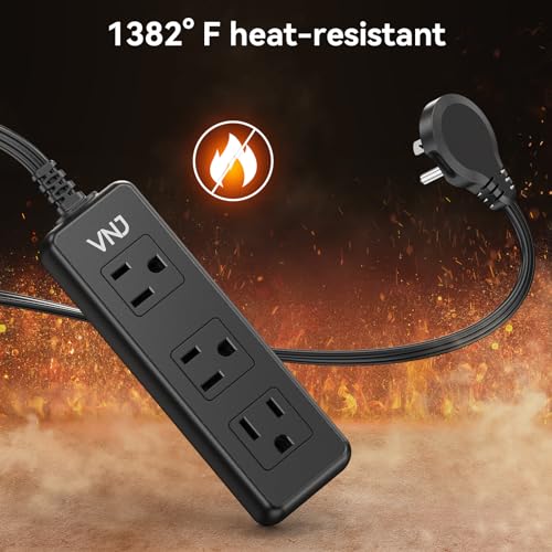 Outdoor Power Strip Weatherproof, 6 FT Outdoor Extension Cord 3 Outlets 1875W Overload Protection, Shock Prevention Surge Protector Power Strip for Kitchen Patio Christmas Lights, Black