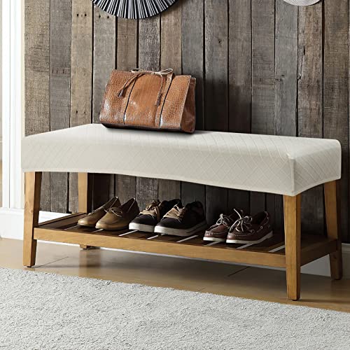 YISUN Waterproof Bench Covers for Dining Room, Stretch Jacquard Bench Slipcover Anti-Dust Removable Washable Chair Seat Slipcovers Protector (Beige)