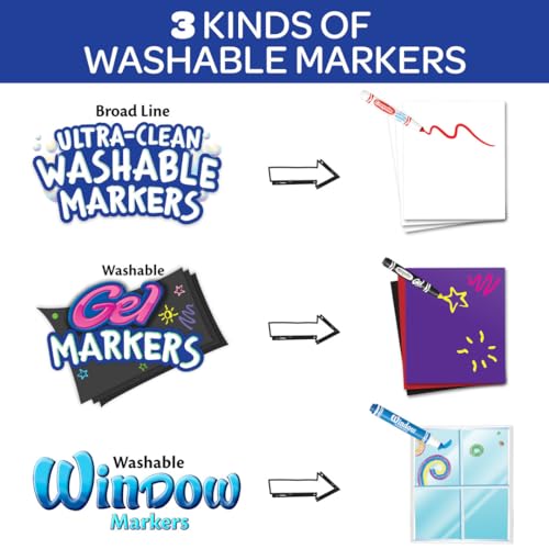 Crayola Washable Marker Set, 48 Broad Line Markers for Kids, 8 Gel Markers, 8 Window Markers, Gifts for Boys & Girls, Ages 3+