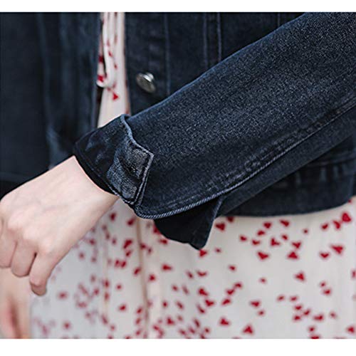 Ainangua Cropped Jean Jacket Women's Pearl Oversized Distressed Short Bridal Embroidered Beading Denim Jacket (Black, XS)