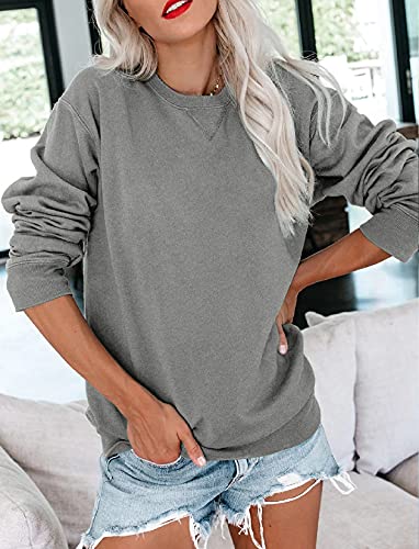 Orchidays Womens Casual Crewneck Sweatshirts Long Sleeve Cute Tunic Tops Loose Fitting Pullovers (Grapefruit Red Pocket,Medium,Adult,Female,US,Alpha,Medium,Regular,Regular)
