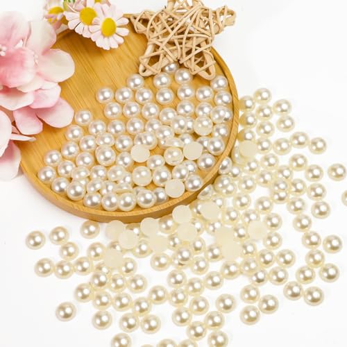 Lixiin 1500PCS Flat Back Half Round Pearls 6mm Lvory Flatback Pearl Beads for Crafts,DIY Nail Making,Face Gems Jewels,Shoes,Cups,Wedding