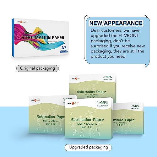 HTVRONT Sublimation Paper 11x17 Inch - 120 Sheets Easy to Transfer Sublimation Paper for T-shirts, Tumblers, Mugs (A3)