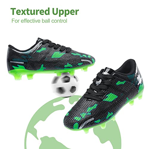 DREAM PAIRS Boys Girls Soccer Cleats Kids Football Shoes for Little/Big Kid,Size 11 Little Kid,Black/Green,SDSO2301K