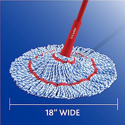 O-Cedar MicroTwist MAX Microfiber Twist Mop with 1 Extra Refill | Features Hands-Free Wringing | Extra Large 18-Inch Mop Head | Safe on All Floor Types