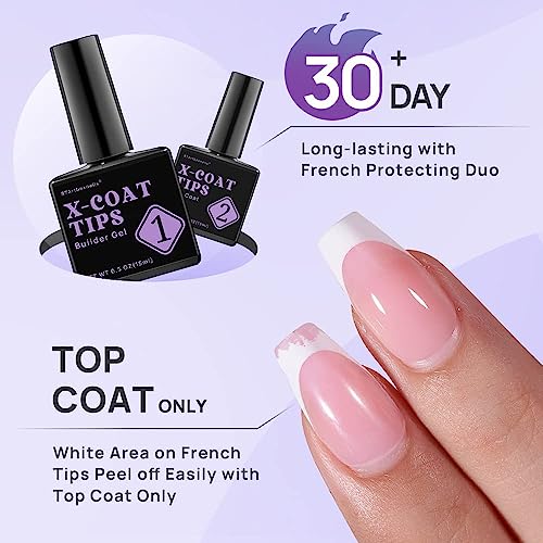 btartboxnails Nail Tips Builder Gel - Long Lasting 15ml Builder Gel with Portable Nail Lamp for French X-coat Tips, 30+Days Fench Protection Duo Nail Extension Tool for Nail Art