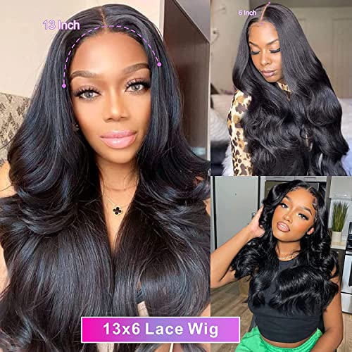 Aicrelery 13x6 Lace Front Wigs Human Hair Wigs for Women 13x6 HD Lace Frontal 180 Density Brazilian Virgin Glueless Wigs Human Hair Pre Plucked with Baby Hair Natural Color 18 Inch