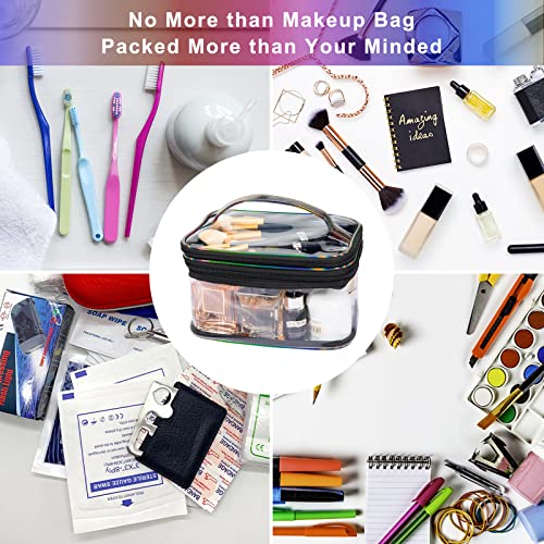 Lermende Clear Makeup Bag, 2 Layer, Water-Resistant, Large, Portable, Transparent, Travel, Women and Girl