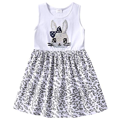 VIKITA Toddler Girls Summer Cotton Dress Sleeveless Swing Midi Casual Sundress with Pockets for 3-10 Y
