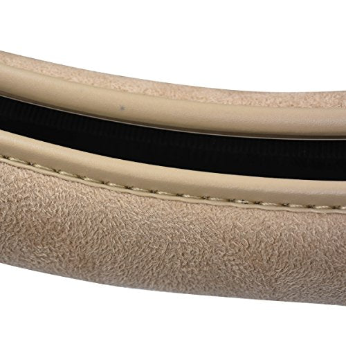 CAR PASS Car Steering Wheel Cover,14.5-15 Inch Beige Faux Suede Universal Memory Foam Auto Steering Wheel Covers Breathable Anti-Slip Odorless Steering Wheels Accessories for Men Women
