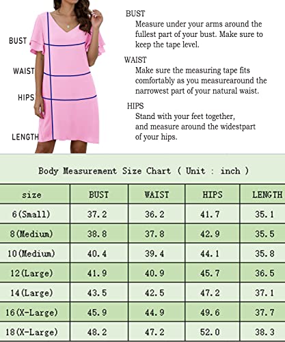 QIXING Women's Summer Casual Loose Mini Dress V-Neck Bell Short Sleeve Double Layer Shift Dress FP Mix Blue-S-6