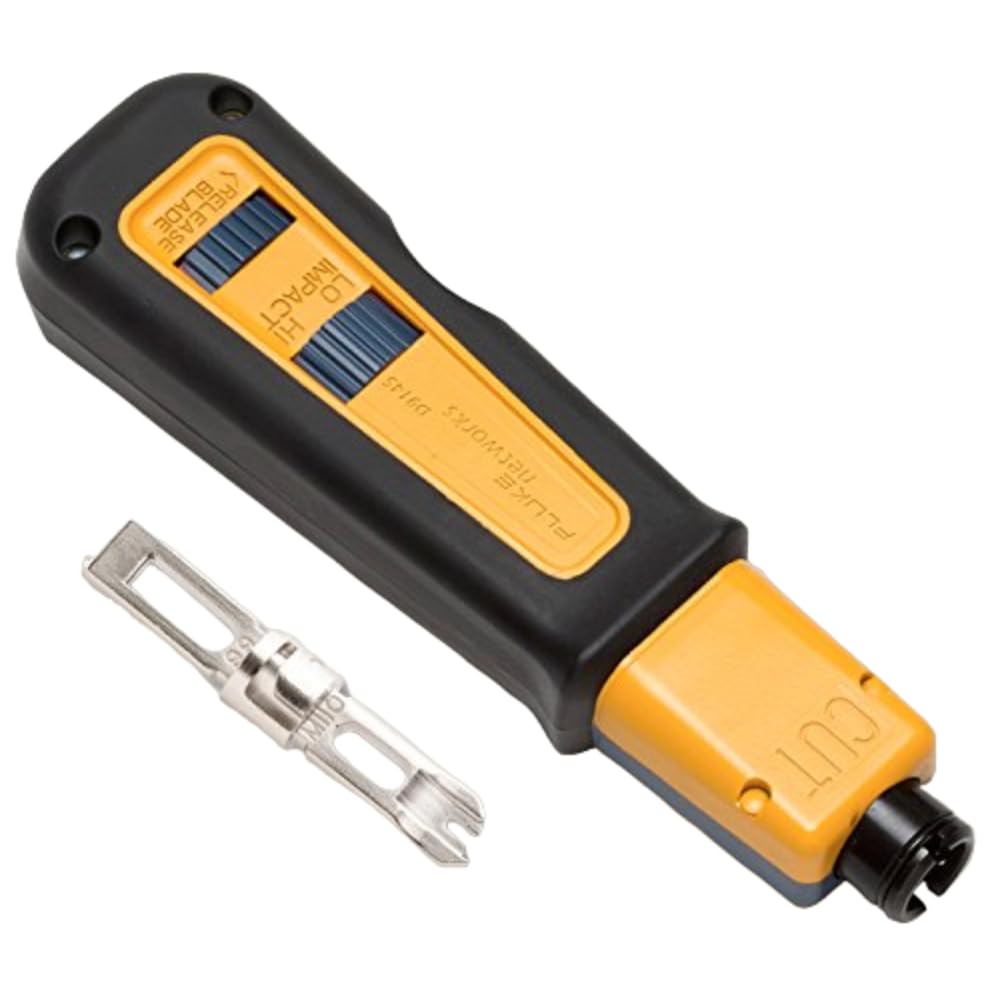 Fluke Networks 10061810 D914S Impact Punch Down Tool with EverSharp 66/110 Cut Blade, yellow, blue, black