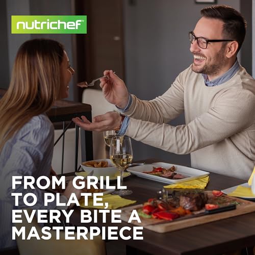NutriChef 11" Square Grill Pan Non Stick - High Ridges, Hard-Anodized, Stove Top Griddle, Strong Handles, Dishwasher Safe