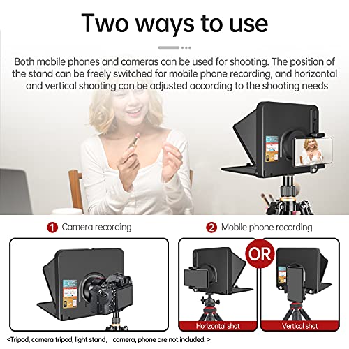 LENSGO Portable Teleprompter for iPad Tablet Smartphone DSLR Camera 7.9'', APP Compatible with iOS & Android System for Online Teaching Vlog Live Streaming Interview (TC7 for phond/ipad/Camera)