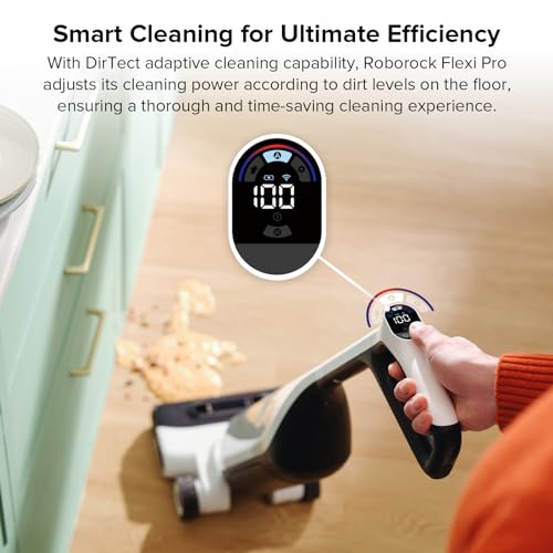 roborock Flexi Wet Dry Vacuum Cleaner, 180° FlatReach Design, 17000Pa Cordless Vacuum Mop with Hot Water Self-Cleaning & Self-Drying, Edge-to-Edge Cleaning, Floor Cleaner for Tiles and Hard Floors