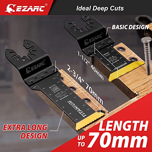 EZARC Titanium Oscillating Saw Blades Kit 4 PCS, Plunge Cutting Multitool Blades for Metal Wood Nails Screws, Flush Cut Universal Quick Release Multi Tool Blades Kits, Tool Blades Fit Multiple Models
