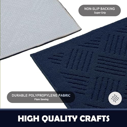 JEEDOVIA Door Mat Indoor Doormat,Front Back Door Mats Non Slip Entrance Rugs Rubber Backing,Inside Doormats for Entryway Low-Profile Absorbent Resist Dirt Floor Mats Washable Blue,20"x32"