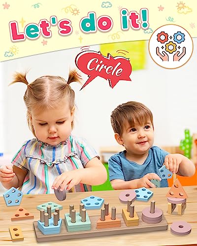 Zartores Montessori Toys for 1 2 3 Year Old Boys Girls, Shape Sorter Wooden Toys for Toddlers 1-3, Toddler Toys Age 1-2, 1 2 3 Year Old Girl Boy Gifts, Preschool Toddler Puzzles