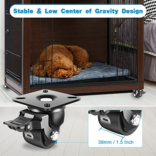Nefish 2-Inch Heavy Duty Casters Set of 4, Industrial Grade Castors Wheels 2200 LBS, Low Gravity Plate Swivel Caster with Brake, Durable & Corrosion-Resistant Nylon Wheels for Industrial, Equipment