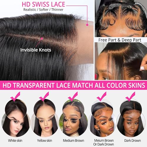 usmoother 99j Burgundy Hd Lace Front Human Hair 13x6 Lace Front Wigs Human Hair 200 Density Human Hair Wigs Red Colored Pre Plucked Pre Cut 32 inch Straight Lace Front Wigs Human Baby Hair For Women