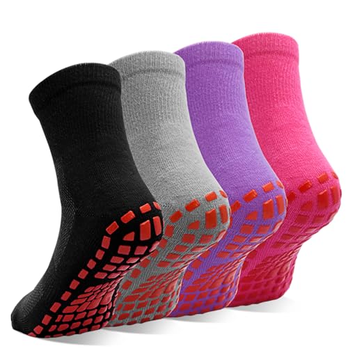 ELUTONG Grip Socks Pilates for Women Yoga Socks Ballet Barre Bikram Dance Non Slip Socks 4-10 Pairs Sticky Crew Socks