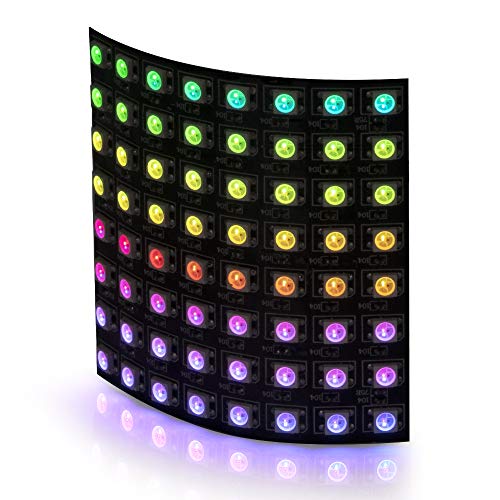 BTF-LIGHTING WS2812B RGB 5050SMD Individually Addressable Digital 8X8 64 Pixels 3.1in x 3.1in LED Matrix Panel Flexible FPCB Full Color Works with SP107E K-100C etc Image Video Display DC5V