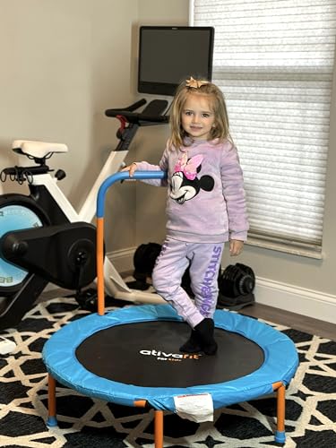 Ativafit 36inch Mini Toddler Trampoline for Kids Ages 1-6 Indoor Outdoor Folding Small Rebounder Trampoline with Foam Handle Safety Padded Cover Fun for Kids