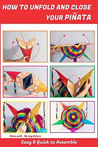 Celly Party Mexican Star Pinata - Rainbow Colorful Pinatas for Parties, Birthdays & Festivals - 32" Large Authentica Foldable Party Pinata