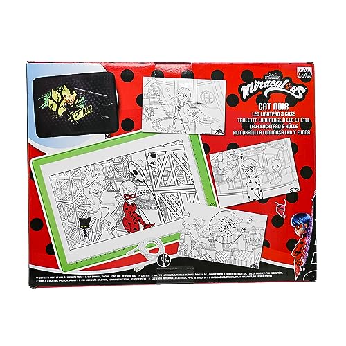 Miraculous Ladybug Portable LED A4 Light Pad Drawing Kit with Neoprene Case - Ultra-Thin USB Tracing Pad, Adjustable Light Box & 5 Coloring Pages - Art, Sketching, Tracing Tool (Cat Noir)