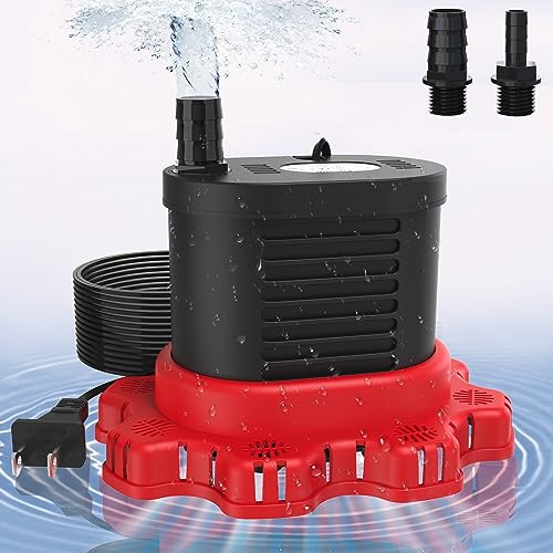 AgiiMan Pool Cover Pump Above Ground - 850 GPH Submersible Water Pump for Pool Draining, Portable Small Sump Pumps with 16' Drainage Hose and 25' Power Cord, 3 Adapters, Green