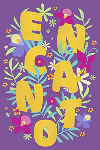 Disney girls Pixar Encanto Jumbled Floral Tropical Logo Heather T-shirt T Shirt, Purple Berry, X-Small US