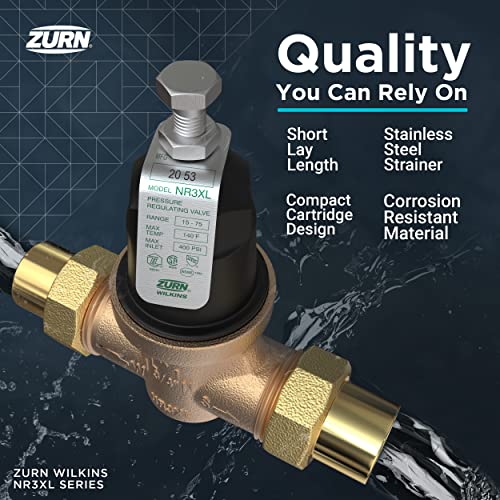 Zurn Wilkins 1-NR3XLDUC 1" NR3XL Pressure Reducing Valve with Double Union FNPT Copper Sweat Connection