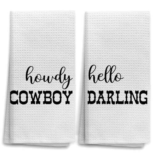 OHSUL Western Bathroom Decor, Western Kitchen Hand Towels, Western Bathroom Accessories, Western Towels for Bathroom, Western Kitchen Decor, Kitchen Towels Set of 2(Blue)