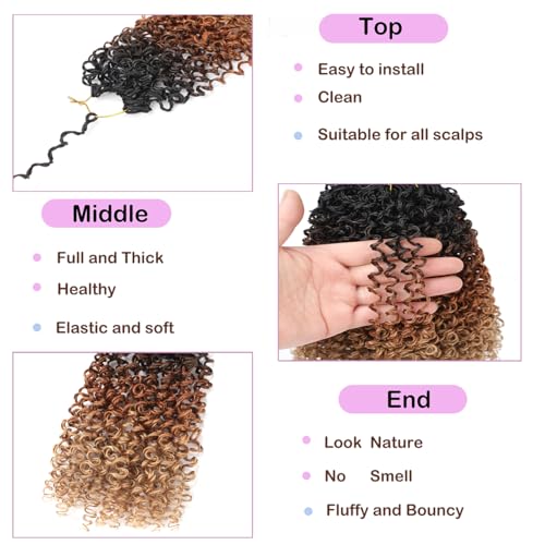 Yanky Twist Pre-looped Crochet Braid Synthetic Short Re-twisted Curls Passtion Twist Crochet Hair for Black Women Hair Extensions(8nch 8Pack 3T1B/30/27)