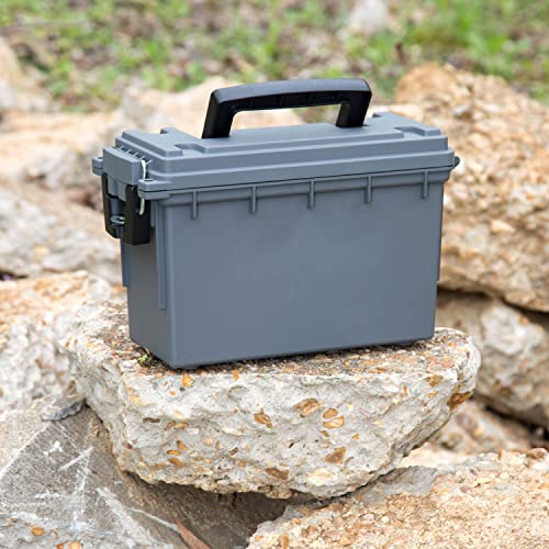 Sheffield 12628 Field Box, Pistol, Rifle, or Shotgun Ammo Storage Box, Tamper-Proof Locking Ammo Can, Water Resistant, Made in The U.S.A, Stackable, Gray